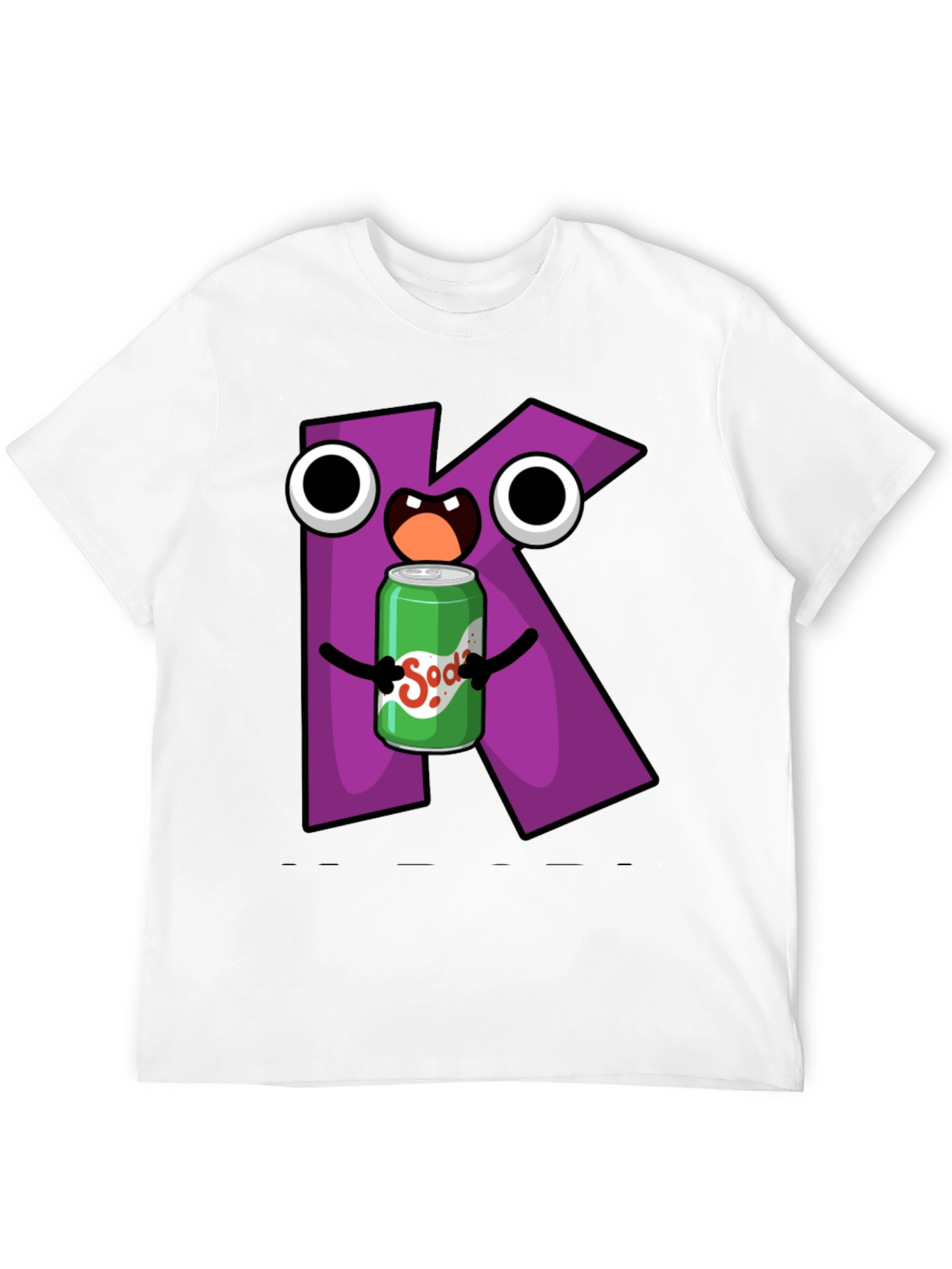 Letter K Soda Pop Cartoon Graphic T-Shirt