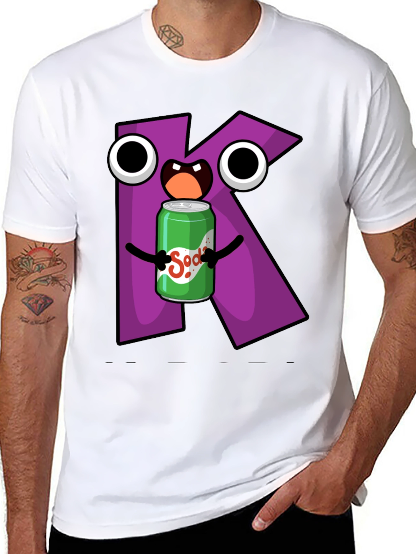 Letter K Soda Pop Cartoon Graphic T-Shirt