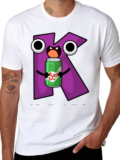 Letter K Soda Pop Cartoon Graphic T-Shirt