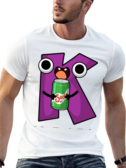 Letter K Soda Pop Cartoon Graphic T-Shirt