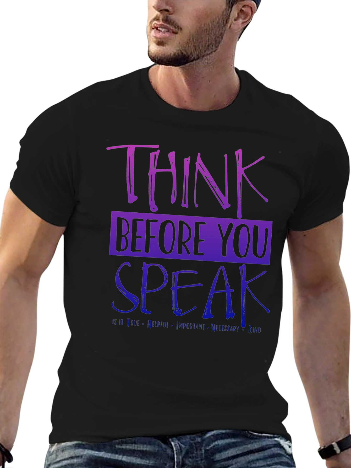 Think Before You Speak Graphic Tee - Black