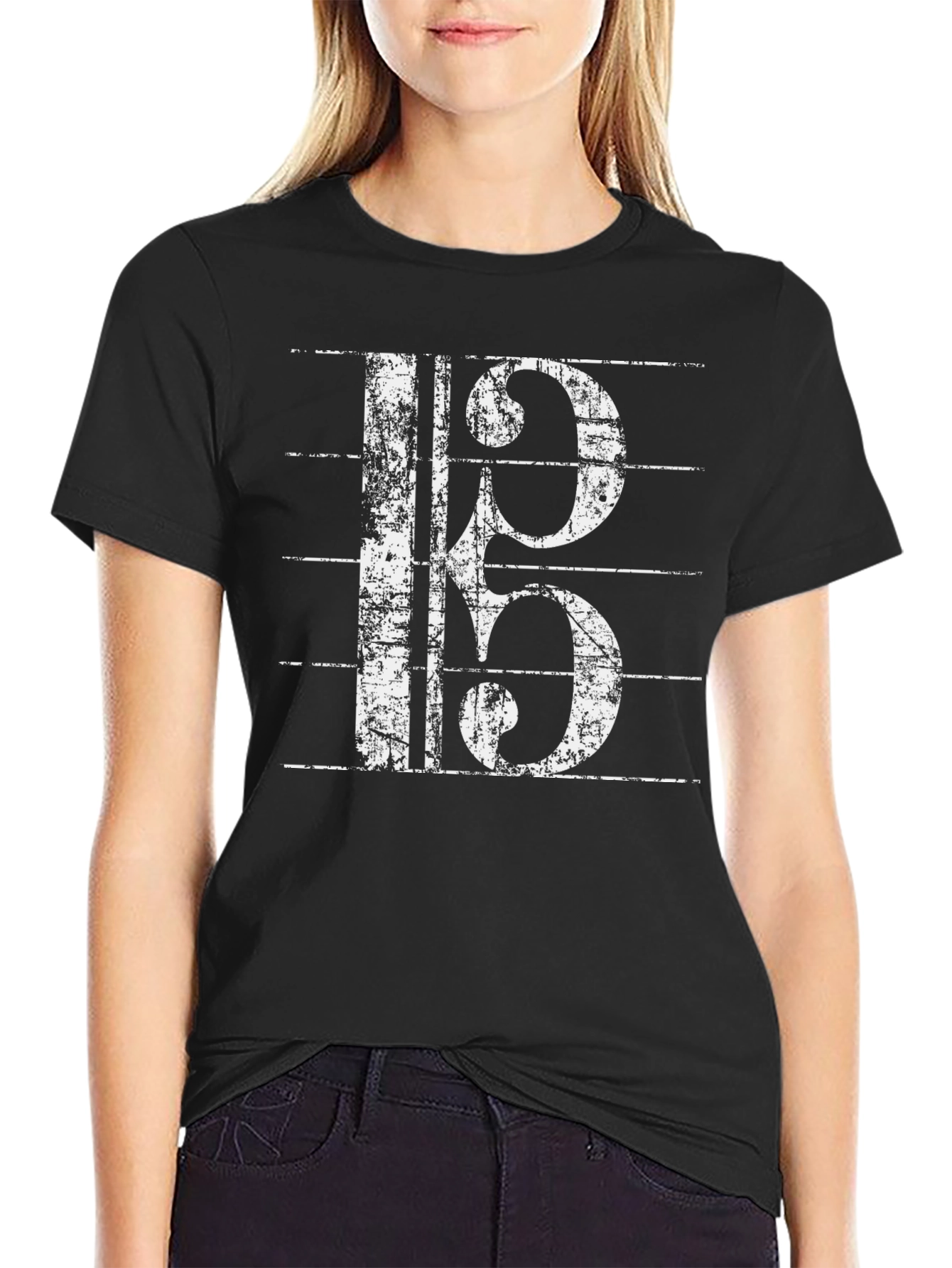 Musical Clef Graphic Tee - Black Cotton T-Shirt