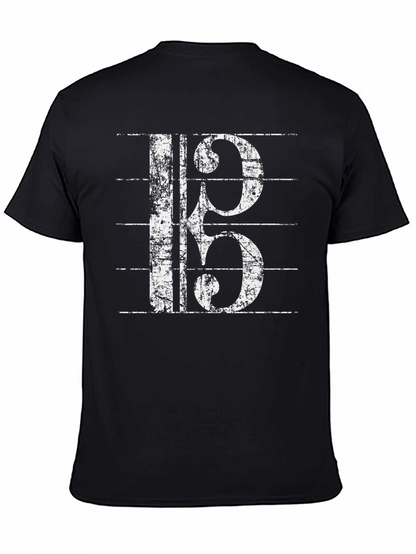 Musical Clef Graphic Tee - Black Cotton T-Shirt
