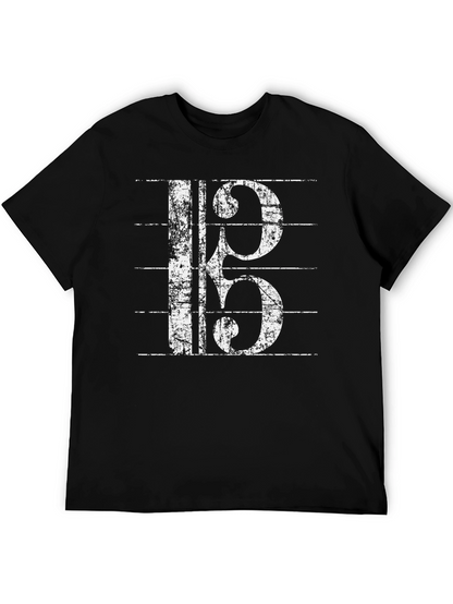 Musical Clef Graphic Tee - Black Cotton T-Shirt