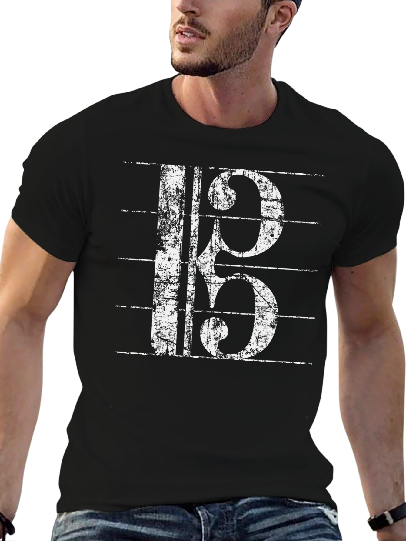 Musical Clef Graphic Tee - Black Cotton T-Shirt