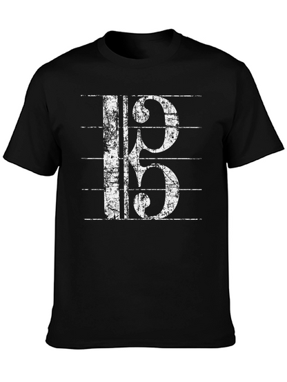 Musical Clef Graphic Tee - Black Cotton T-Shirt
