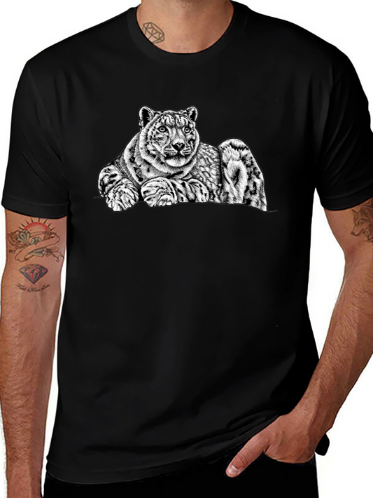 Snow Leopard Graphic Tee - Mens Black T-Shirt