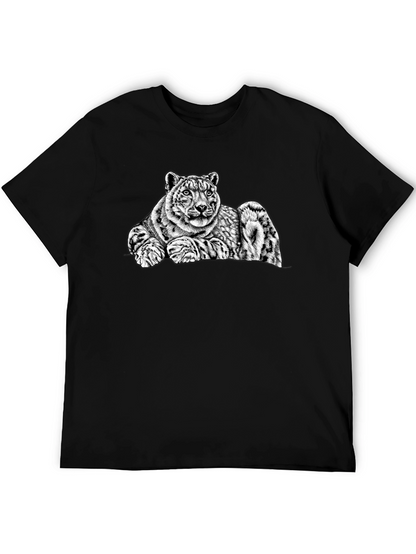 Snow Leopard Graphic Tee - Mens Black T-Shirt
