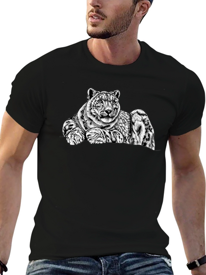 Snow Leopard Graphic Tee - Mens Black T-Shirt