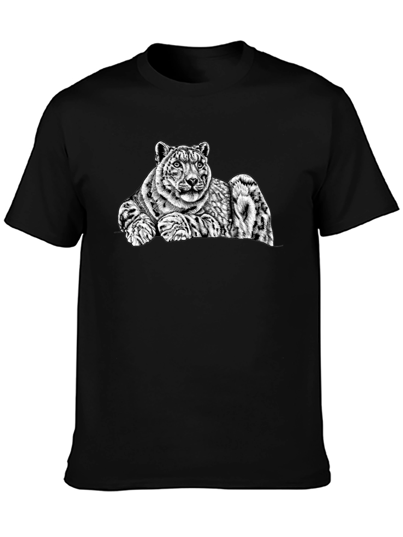 Snow Leopard Graphic Tee - Mens Black T-Shirt