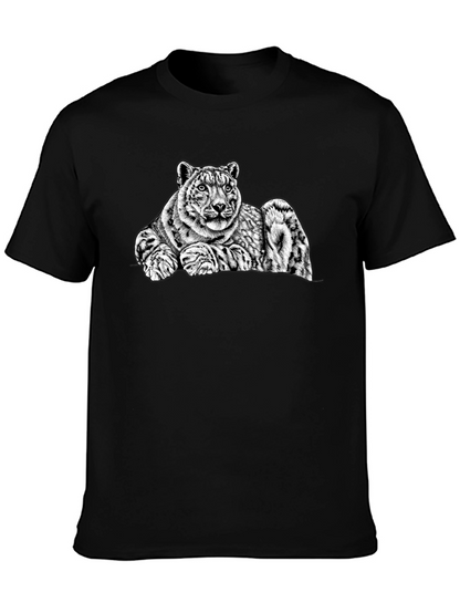 Snow Leopard Graphic Tee - Mens Black T-Shirt