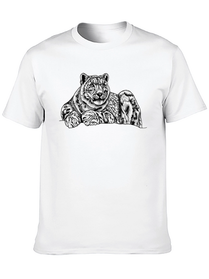 Snow Leopard Graphic Tee - Mens Black T-Shirt