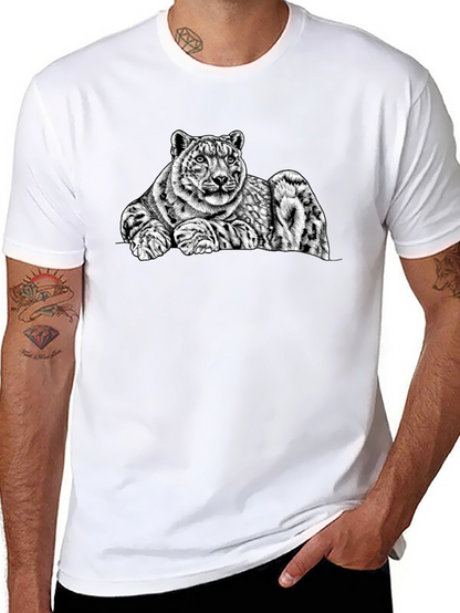Snow Leopard Graphic Tee - Mens Black T-Shirt