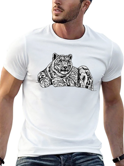 Snow Leopard Graphic Tee - Mens Black T-Shirt
