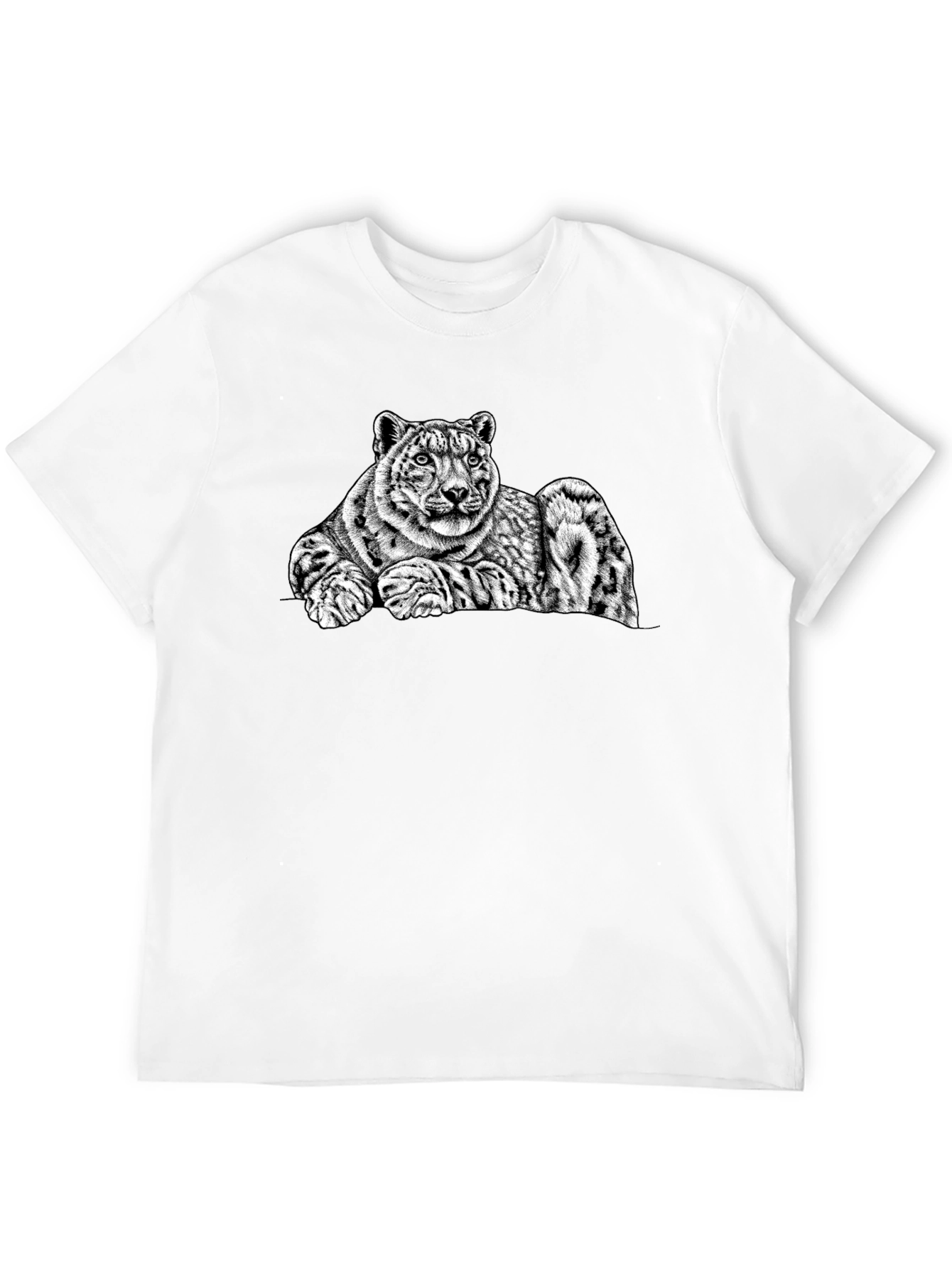 Snow Leopard Graphic Tee - Mens Black T-Shirt