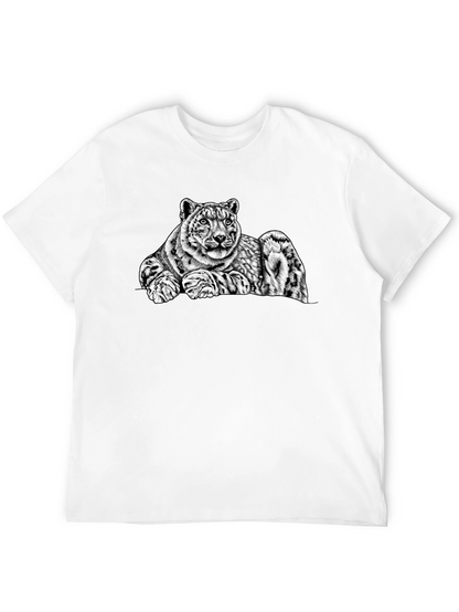 Snow Leopard Graphic Tee - Mens Black T-Shirt