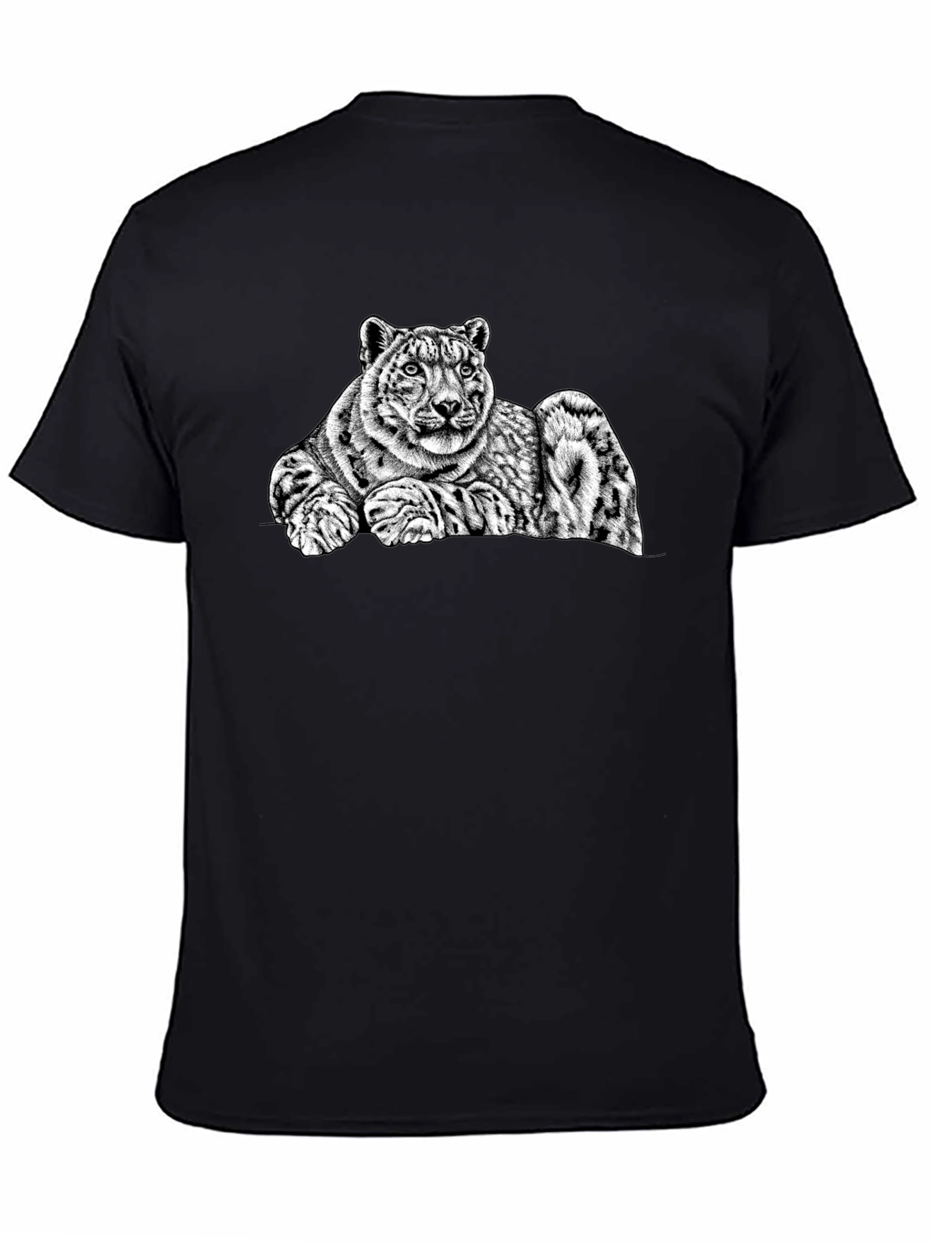 Snow Leopard Graphic Tee - Mens Black T-Shirt