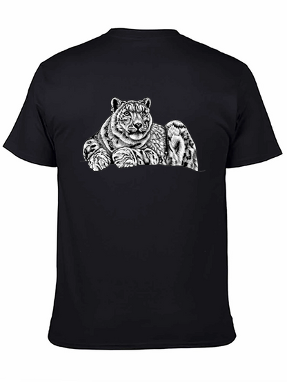 Snow Leopard Graphic Tee - Mens Black T-Shirt