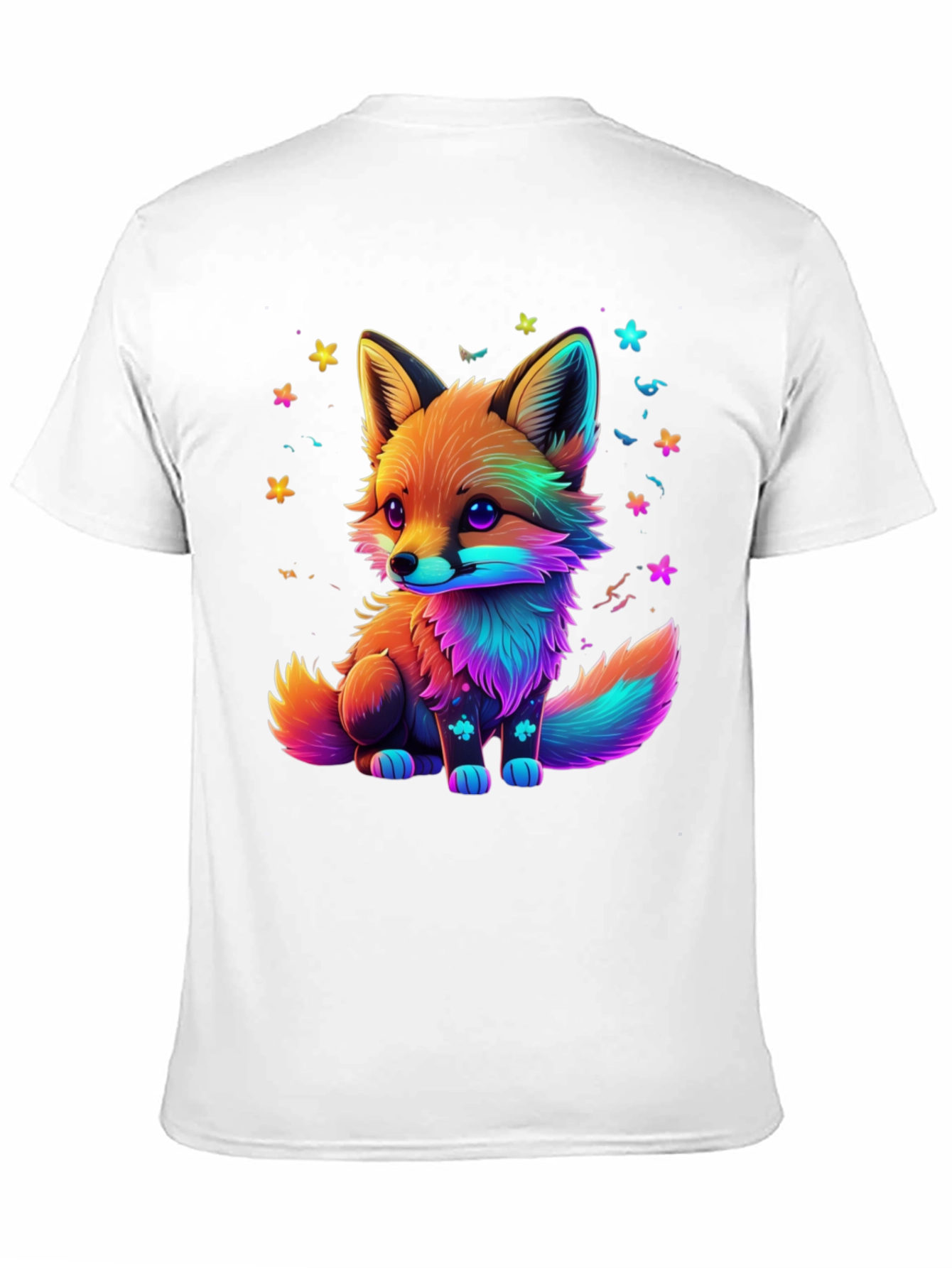 Rainbow Fox Graphic Black T-Shirt