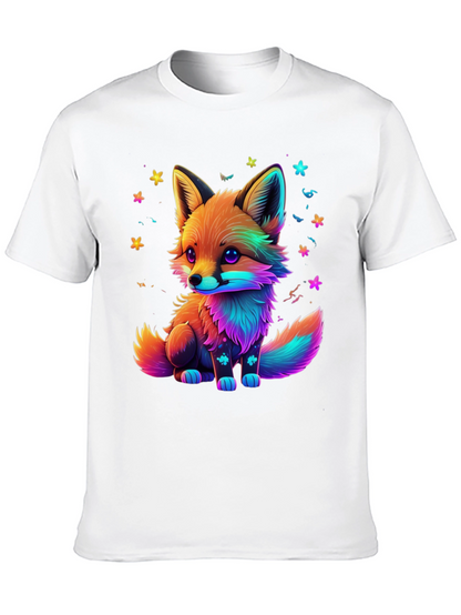 Rainbow Fox Graphic Black T-Shirt