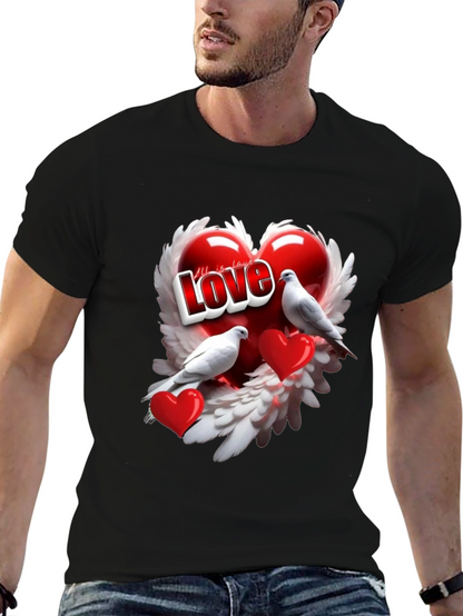 Love Birds Heart Graphic T-Shirt