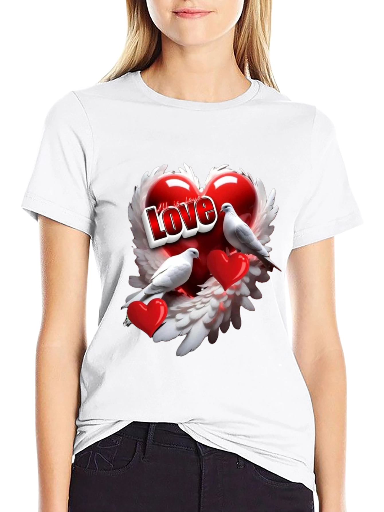 Love Birds Heart Graphic T-Shirt