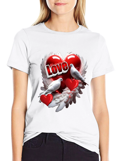 Love Birds Heart Graphic T-Shirt