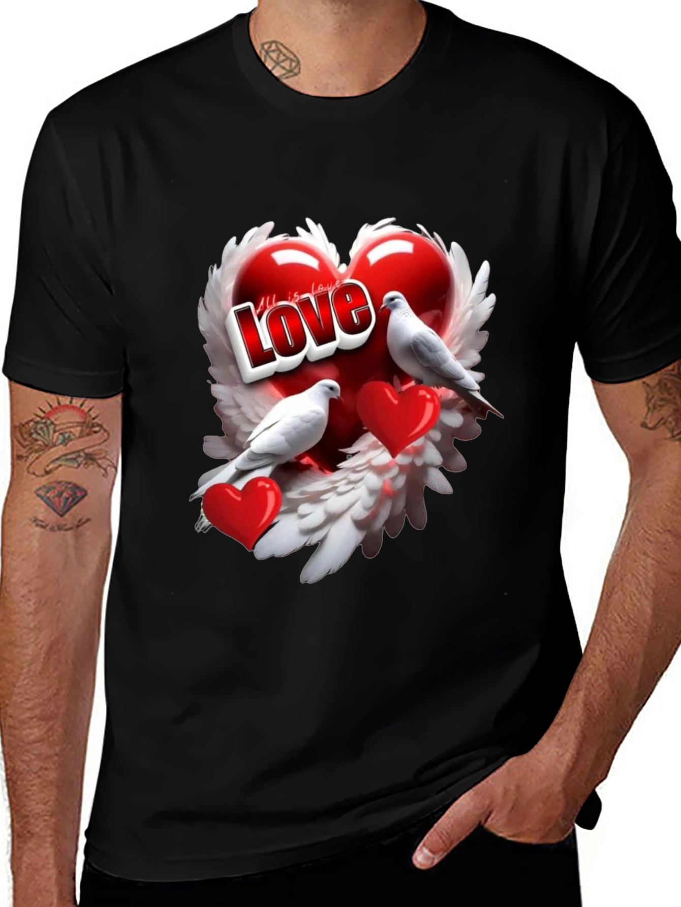 Love Birds Heart Graphic T-Shirt