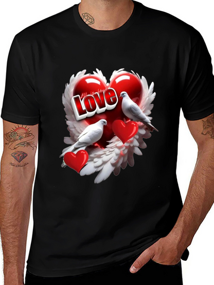 Love Birds Heart Graphic T-Shirt