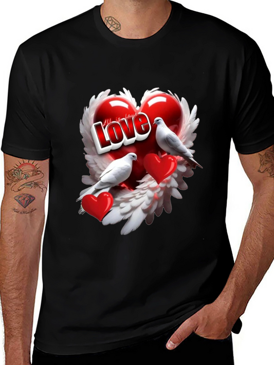 Love Birds Heart Graphic T-Shirt