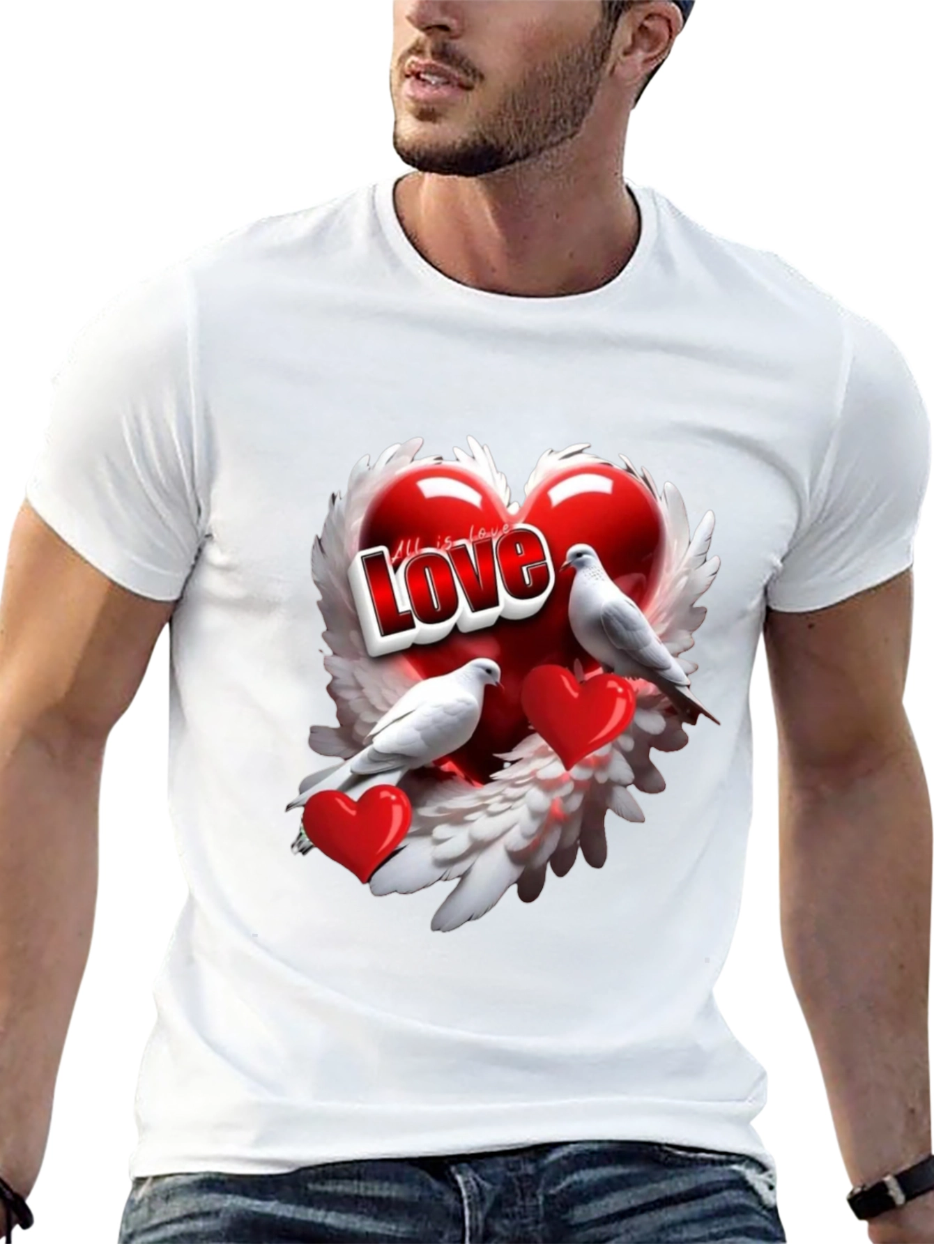 Love Birds Heart Graphic T-Shirt