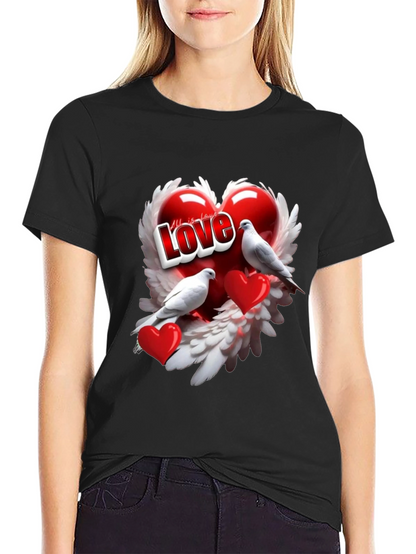 Love Birds Heart Graphic T-Shirt
