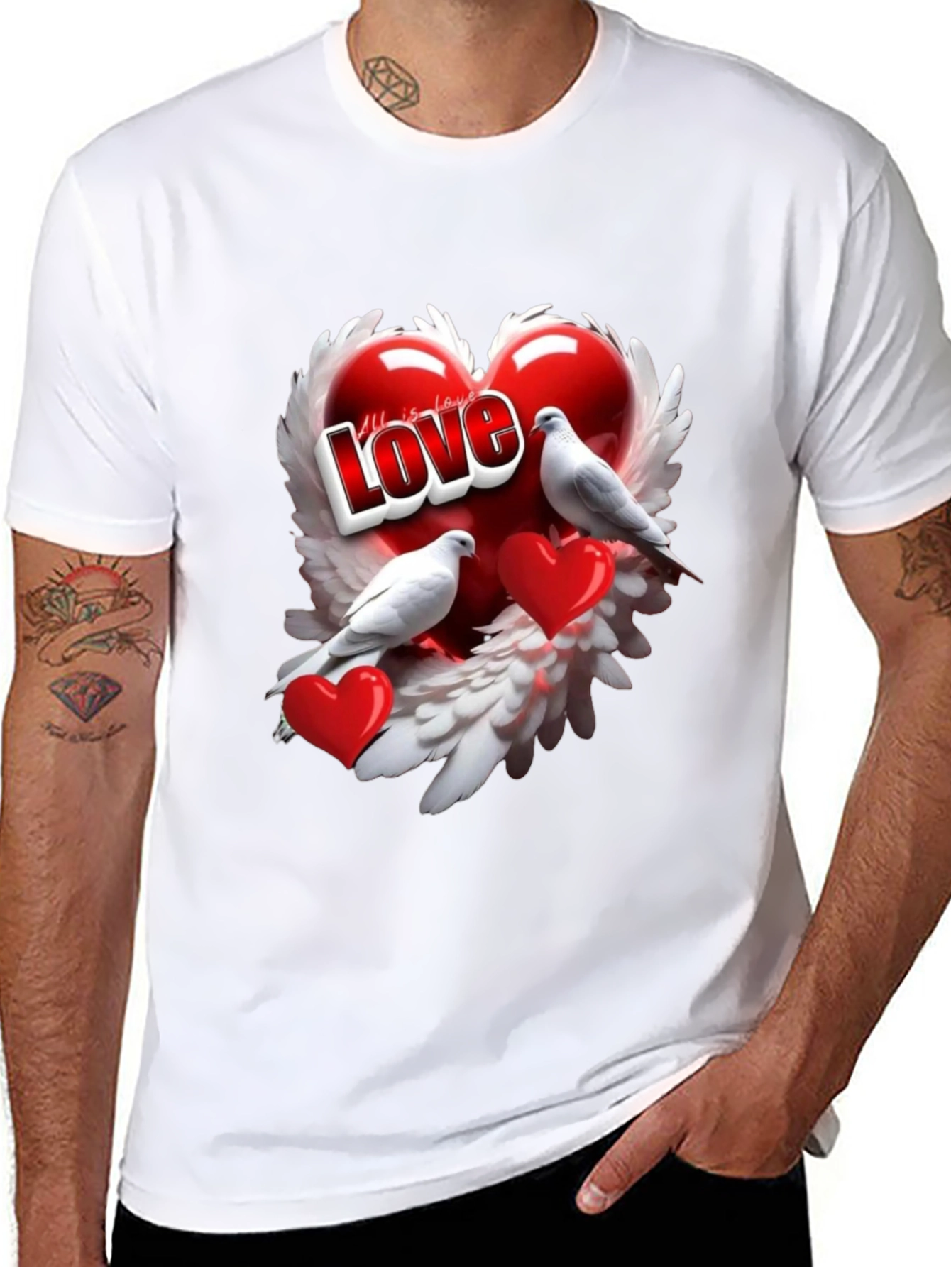 Love Birds Heart Graphic T-Shirt