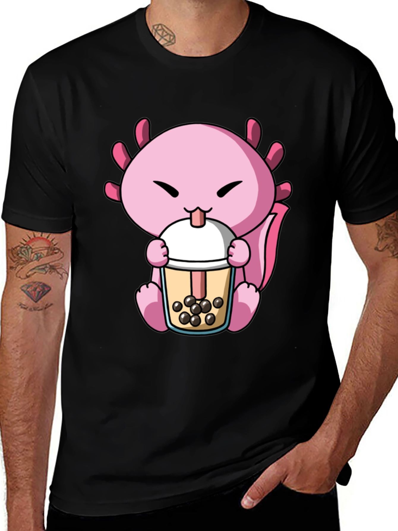 Axolotl Boba Tea Graphic Tee - Cute & Fun
