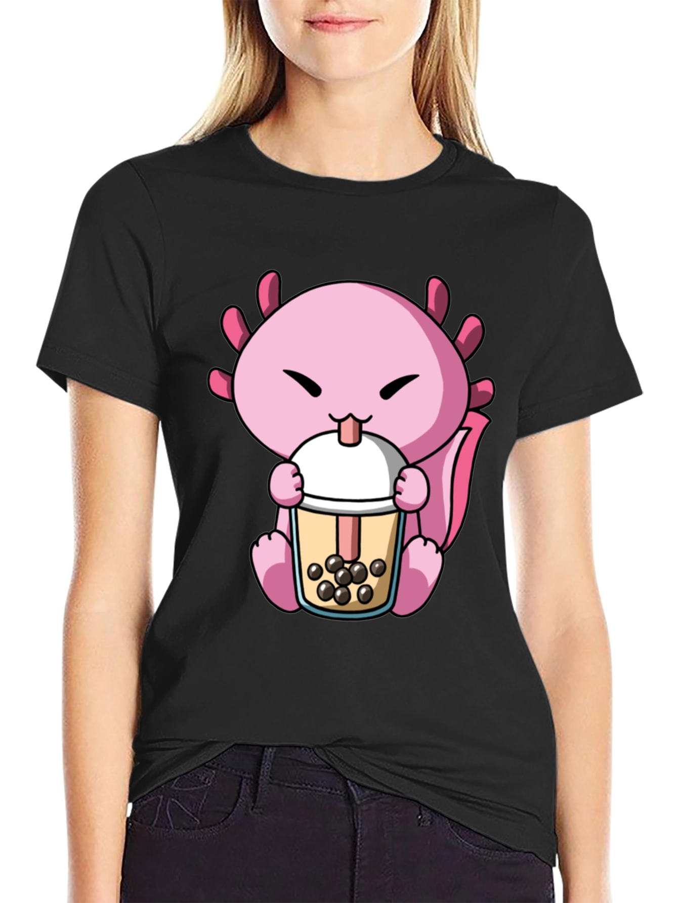 Axolotl Boba Tea Graphic Tee - Cute & Fun