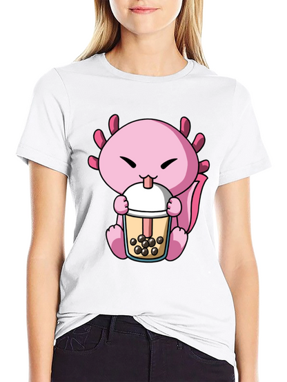 Axolotl Boba Tea Graphic Tee - Cute & Fun