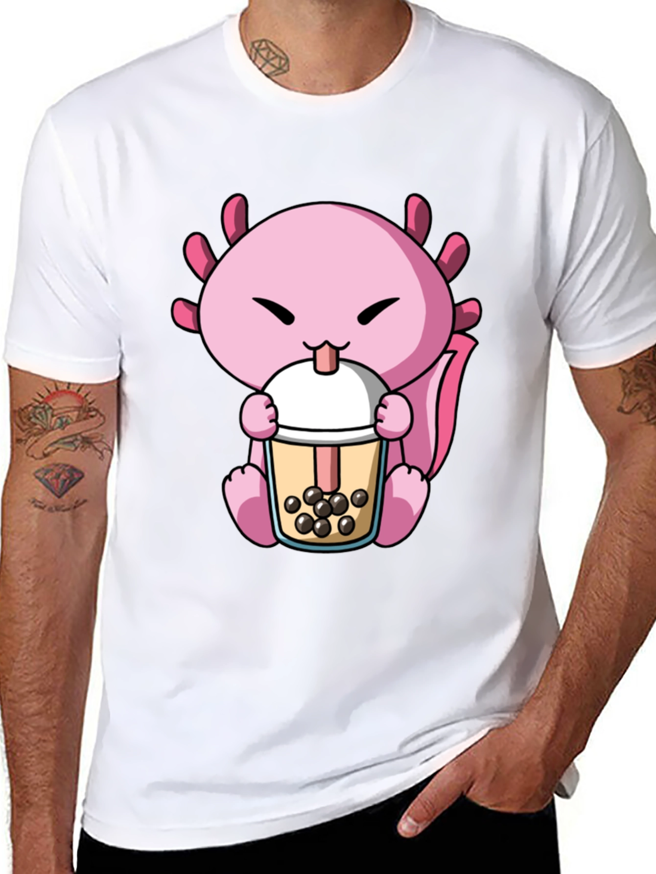 Axolotl Boba Tea Graphic Tee - Cute & Fun