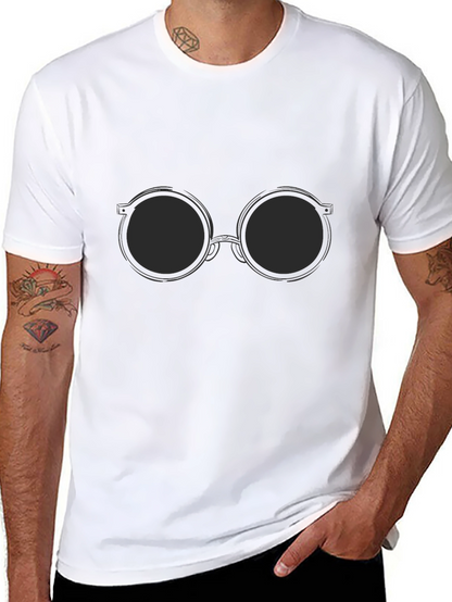Black T-Shirt with Round Sunglasses Design