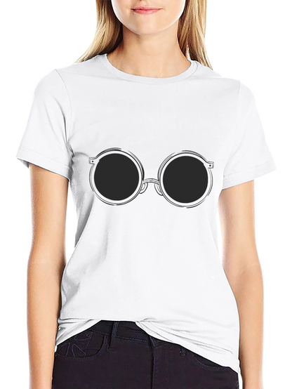 Black T-Shirt with Round Sunglasses Design