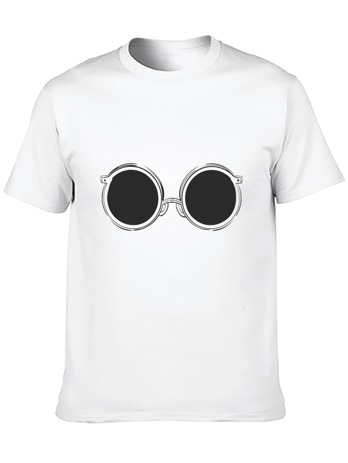 Black T-Shirt with Round Sunglasses Design