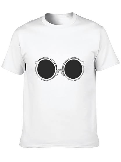 Black T-Shirt with Round Sunglasses Design