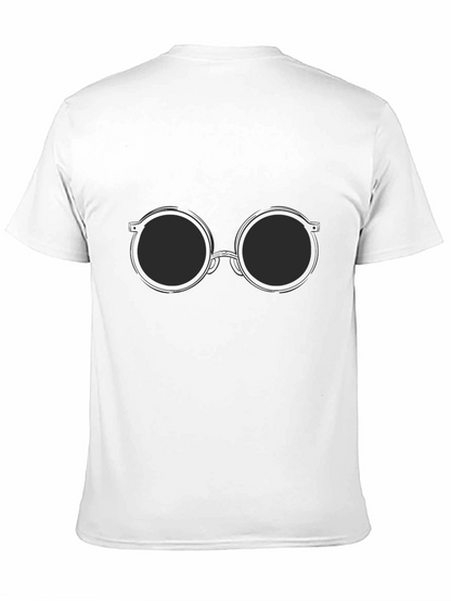 Black T-Shirt with Round Sunglasses Design