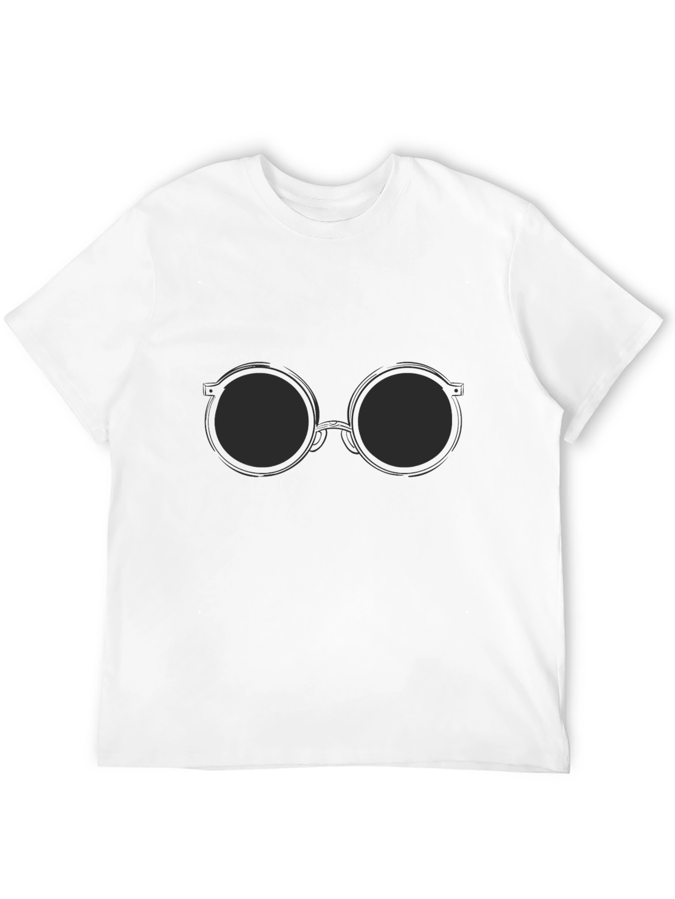 Black T-Shirt with Round Sunglasses Design