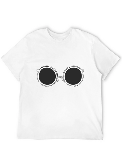 Black T-Shirt with Round Sunglasses Design