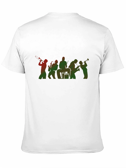 Jazz Band Graphic Tee - Black Cotton Blend