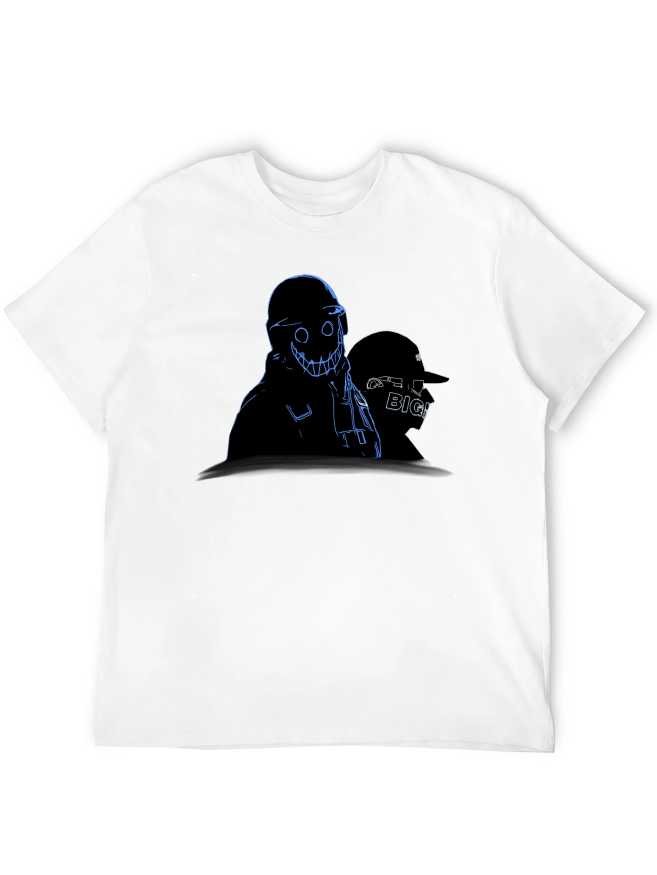 Mens Black Graphic Tee - Creepy Animated Design