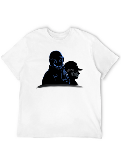 Mens Black Graphic Tee - Creepy Animated Design