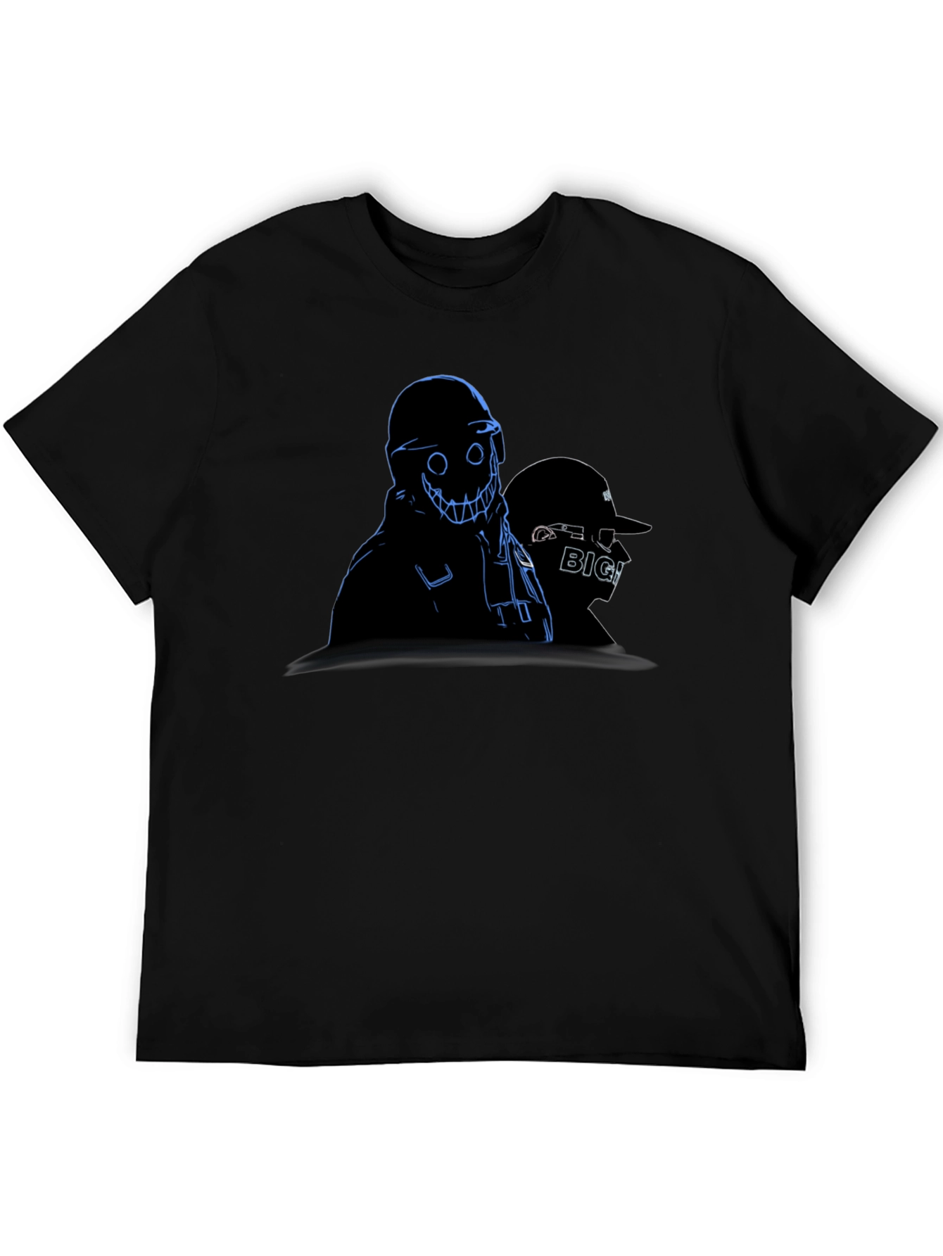Mens Black Graphic Tee - Creepy Animated Design