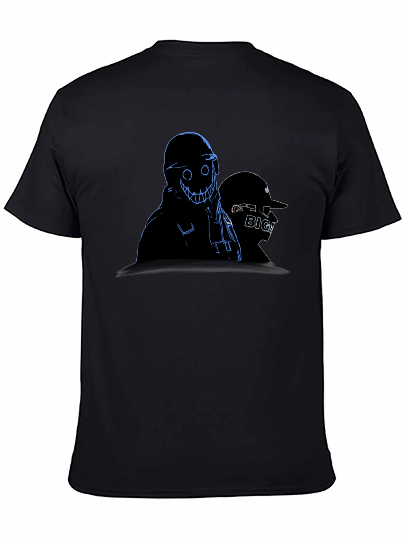 Mens Black Graphic Tee - Creepy Animated Design