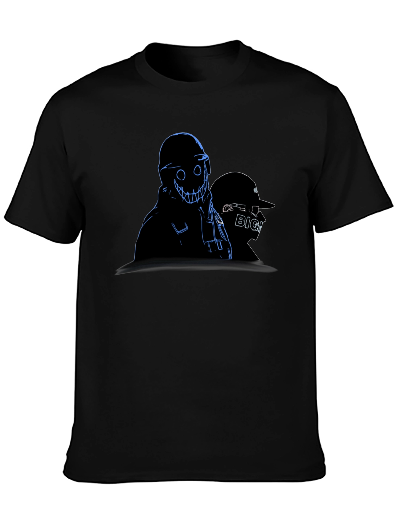 Mens Black Graphic Tee - Creepy Animated Design